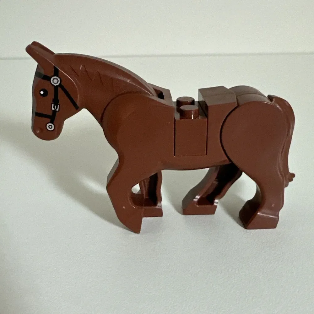 LEGO Brown Horse Minifigure w/ Movable Legs Black Bridle LOTR Western Farm Qty 2
